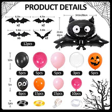 Load image into Gallery viewer, onehous Halloween Balloon, Halloween Balloon Arch Garland Kit,Halloween Decorations,with Bat Foil Balloon, Pink Orange and Black Balloons, Halloween Bat Decoration Kit for Indoor Outdoor Home
