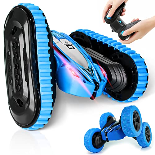 KIDWILL 2 in 1 Remote Control Car, Crawler & 4WD, 2.4GHz R/C Car, High Speed Drift Off-Road Stunt Car with Cool Headlights, 2-Sided 360° Rotating, Kids Toy Race Cars for Boys Girls Birthday