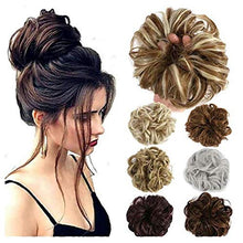 Load image into Gallery viewer, 1pc Wavy Curly Messy Hair Bun Extensions Scrunchie Hair Bun Updo Hairpiece Hair Ribbon Ponytail Hair Extensions for Women Girls(ash Blonde)

