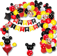 Load image into Gallery viewer, 156 Pcs Cartoon Mouse Balloons Arch Garland Kit 18&#39;&#39; 12&#39;&#39; 10&#39;&#39; 5&#39;&#39; Foil Confetti Black Red Yellow White Latex Balloons for Mouse Theme Birthday Party Supplies Baby Shower Birthday Wedding Decoration …
