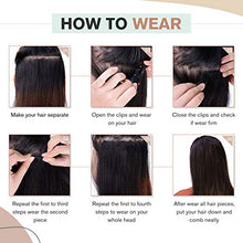 Load image into Gallery viewer, Ugeat Clip in Hair Extensions Real Human Hair 20inch Human Hair Clip in Extensions #1B Off Black Clip in Real Hair Extensions 7PCS 100G
