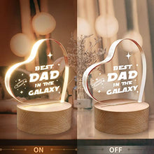 Load image into Gallery viewer, Dad Birthday Gifts, Night Light Dad Gifts, Bedside Lamp with Wooden Base Daddy Presents, Fathers Day Christmas Gifts for Dad from Daughter Son - Best dad in The Galaxy
