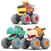 Load image into Gallery viewer, Tippi Monster Truck Toy Cars - Set of 3 Push Along Cars - Toy Car Set For 1, 2, 3 Year Olds - 2 Year Old Boy Gifts - Kids Toys Age 1 Year +
