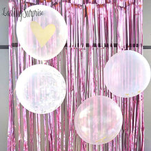 Load image into Gallery viewer, AILEXI 3 Pack Metallic Tinsel Curtains Foil Fringe Shimmer Streamers Curtain Door Window Decoration for Birthday Wedding Party Supplies 3ft*8ft - Pink
