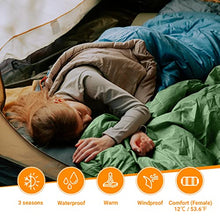 Load image into Gallery viewer, KingCamp Double Sleeping Bag with 2 Pillows Queen Size &amp; Extra-Large Rectangular Sleeping Bags for Adults 4 Seasons Waterproof Envelope Sleeping Bag for Camping Hiking Indoor Outdoor
