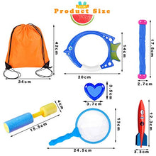 Load image into Gallery viewer, Yetech 29pcs Swimming Pool Toys Diving Toys Set with Diving Rings, Water Pistol, Diving Sticks, Underwater Diving Game Pool Training Toys for kids with Carrying Bag
