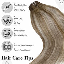 Load image into Gallery viewer, [Special Offer] LaaVoo Blonde Balayage Clip in Hair Extensions Real Human Hair 16inch Clip in Human Hair Extensions Full Head Balayage Brown Ombre Blonde Hair Extensions Clip in Real Hair 7pcs 120g
