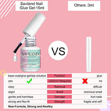 Load image into Gallery viewer, Saviland 15Ml Nail Glue Gel Nail Bond Extra Strong with Brush - 4 In 1 Gel Glue For Nails (Curing Needed), Stick On Nail Glue Gel For Acrylic Tips Extra Strong And Base Coat For Gel Nail Polish
