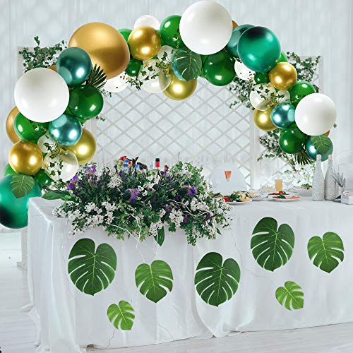 Auihiay 123 Pieces Safari Baby Shower Decorations Jungle Theme Balloons Arch Garland Kit with Lush Green Balloons, Tropical Palm Leaves and Ivy Vines for Safari Party, Wedding, Baby Shower Decorations