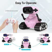 Load image into Gallery viewer, ALLCELE Robot Toys, Rechargeable Kids RC Robots for Girls &amp; Boys, Remote Control Toy with LED Eyes &amp; Music, for Children Age 3+ Years Old - Pink
