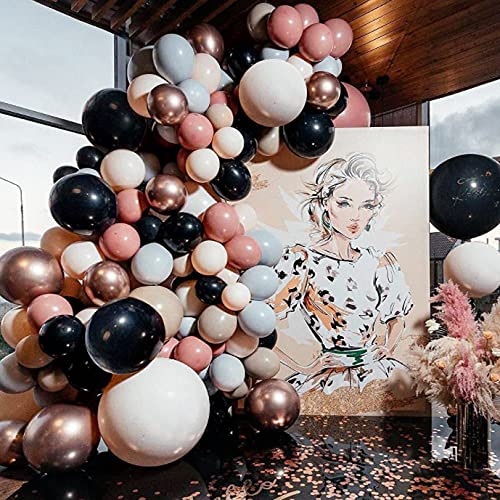 Balloons Arch Black Nude Balloons Pink Blue Balloon Garland Coffee Rose Gold Latex Neutral Balloons Kit For Girls Celebration Graduation Bachelorette Engagement Anniversary Birthday Party