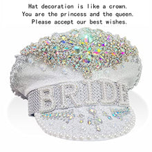 Load image into Gallery viewer, Bride Hat - Handmade Hat - Hen Party Games - Hen Party Accessories - Hen Party Photo Booth Props - Great for Hen Parties, Bride Tribes, Pool Parties and Weddings White (White,crystal &amp; Iridescent)

