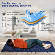 Load image into Gallery viewer, GEEDIAR Inflatable Sleeping Mat Ultralight Camping Mattress with Pillow, Waterproof Double-Sided Color Sleeping Pad, Folding Inflating Single Bed Portable Air Pad for Trekking Backpacking (Blue+Green)
