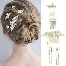 Load image into Gallery viewer, Bride Wedding Peatl Hair Pins Flower Bridal Hair Pieces Wedding Hair Accessories for Women and Girls Pack of 5
