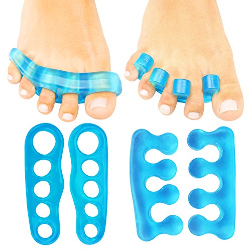 ViveSole Toe Stretchers Separators (4 Pack) - Gel Therapeutic Spa Spacer Spreaders for Bunions, Overlapping Hammer Toe, Yoga, Plantar Fasciitis, Nail Polish, Correct Pain Cushion