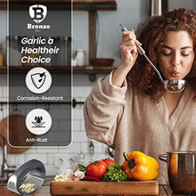 Load image into Gallery viewer, Bronze® Garlic Ginger Press Rocker with Cleaning Brush and Silicone Garlic Peeler Garlic Crusher Stainless Steel Kitchen Gadget Food Grade Ergonomic Handle Garlic Chopper Easy to Clean Easy to Use
