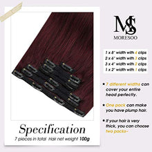 Load image into Gallery viewer, Moresoo Clip in Extensions 20 Inch Real Hair Extensions Clip in Wine Red Extensions Hair Clip ins Double Weft Remy Hair Extensions 120g/7pcs
