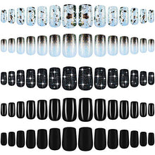 Load image into Gallery viewer, 120 Pieces 5 Sets Medium Square Press on Nails Matte Ballerina False Nails Solid Color Fake Nails Glitter Artificial Coffin Nails Tips Full Cover False Nails for Salon Home Nail Art DIY

