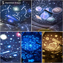 Load image into Gallery viewer, misognare Star Night Light Universe Projector Lamp for Kids with 5 Sets of Projector Film
