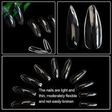 Load image into Gallery viewer, EBANKU 600pcs Almond Acrylic False Nail Full Cover Clear Nail Tips, Transparent Stiletto Nail Art Tips in 10 Sizes, for Nail Salons and DIY Acrylic Nails Decoration
