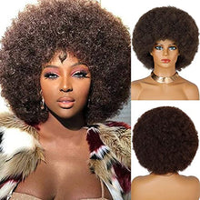 Load image into Gallery viewer, 70s Afro Wigs for Black Women,Short Afro Kinky Curly Wig,Dark Brown Women Full Afro Kinky Wigs for Women
