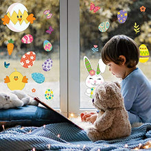 Load image into Gallery viewer, Hianjoo 130 PCS Easter Window Cling, 9 Sheets Easter Bunny Window Stickers PVC Static Stickers with Rabbit, Eggs, Carrot, Egg Basket, Flower Wreath, Flower, Butterfly for Easter Decoration
