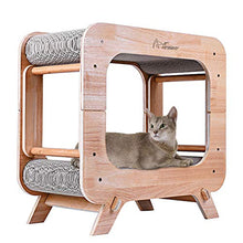 Load image into Gallery viewer, JR Knight Cat Scratching Post, Cat Bed,Wooden Cat House,Kitten Bed, Cat Scratching Pad for Furniture Protection
