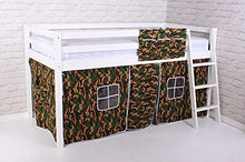 Load image into Gallery viewer, DbHFgjMN BED FRAMES Mid Sleeper Bed, Cabin Bed 2FT 6&quot; Mid Sleeper loft Bunk Tent Boys Camo White Frame house bed for kids
