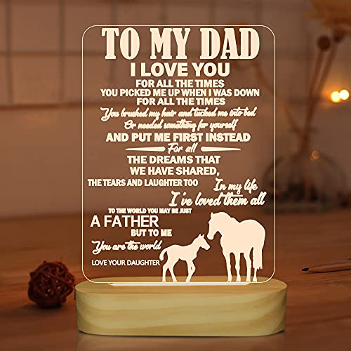 to My Dad Gifts from Daughter,3D Night Light I Love You Daddy LED Illusion Table Lamp for Men Father's Day Birthday Present (to My dad)