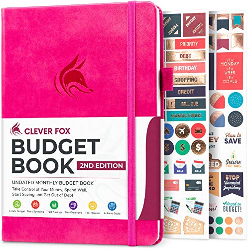 Clever Fox Budget Book 2.0 – Financial Planner Organizer & Expense Tracker Notebook. Money Planner for Monthly Budgeting and Personal Finance. Colored Edition, Compact Size (13.5x19cm) – Hot Pink