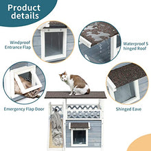 Load image into Gallery viewer, Petsfit Cat Wooden House, Waterproof House Cat Outdoor, Cat Outdoor Shelter with Cat Scratching Pad, Balcony (Grey)
