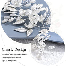 Load image into Gallery viewer, Unicra Bride Wedding Hair Vine Silver Floral Headpiece Pearl Bridal Headband Leaf Hair Accessories for Women and Girls
