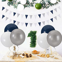 Load image into Gallery viewer, 18-Inch Large Balloons Big Ballons - Navy Blue White Silver Latex Giant Round Helium Balloon Graduation Wedding Bridal Decorations Birthday Party Boy Baby Shower Decor 15pcs Lasting Surprise
