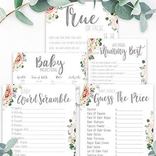 Load image into Gallery viewer, Little Angels Jamboree Baby Shower Games - The Ultimate Big Baby Shower Game Bundle 5 in 1 BOHO Floral Design
