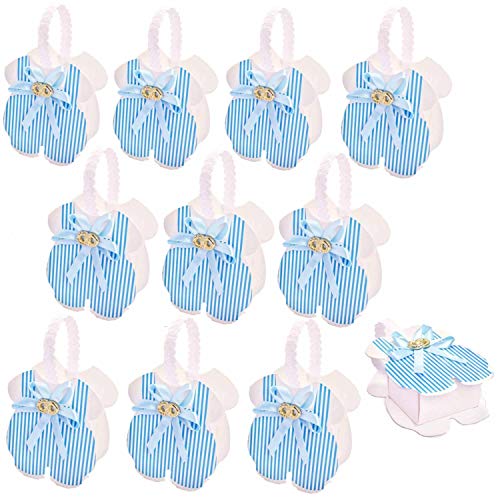 JZK 24 x Blue baby rompers favour boxes small sweets box gift for boy baby shower little boy birthday christening baptism newborn party