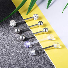Load image into Gallery viewer, VCMART 5pcs 14Gauge Tongue Bars Piercing Ring Set 16mm Surgical Steel Flexible 5 Styles
