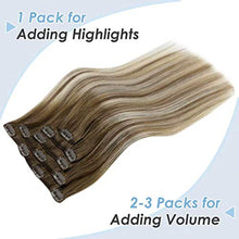 Load image into Gallery viewer, [Big Promotion] LaaVoo Real Human Hair Clip in Hair Extensions Blonde Balayage 18inch Clip in Extensions Real Hair Balayage Brown and Blonde Clip on Hair Extensions Human Hair Double Weft 5pcs 70g
