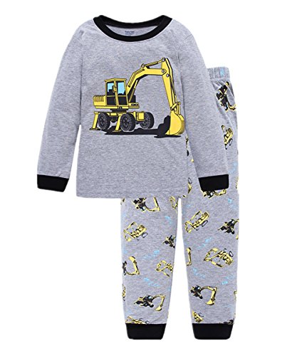 Little Hand Kids Pyjamas for Boys Pajama Set,Summer Boys Shorts Outfit,Kids 'Digger' Pjs, 2-3 Years, Grey 2