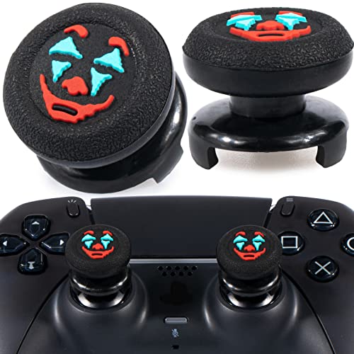 Playrealm FPS Thumbstick Extender & Texture Rubber Silicone Grip Cover 2 Sets for PS5 Dualsenese & PS4 Controller (Joker Black)