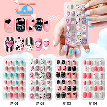 Load image into Gallery viewer, Kalolary 288 PCS Children False Nails, Cute False Nails Press on Pre-glue Full Cover Gradient Color Rainbow Pattern Short Nails with 2PCS Double-Side Glue Nail Stickers,Exquisite Gifts for Girls
