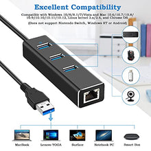Load image into Gallery viewer, USB 3.0 Splitter, Aluminum USB to Ethernet Adapter with 3 USB Ports and RJ45 Gigabit Network LAN Port, USB Type C Hub to Ethernet for Windows 7/8/10, Linux, Mac, ChromeBook, PC etc
