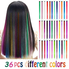 Load image into Gallery viewer, EuTengHao 36 Packs Colored Clip in Hair Extensions 22&#39;&#39; Colorful Straight Hair Extensions Clip in for Women and Kids Multi-Colors Party Highlights Streak Synthetic Hairpieces (36 Colors Set)

