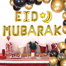 Load image into Gallery viewer, caicainiu Ramadan Mubarak Eid Mubarak Party Decoration Balloon Arch Kit Includes Gold Black Gold Confetti Latex Balloons and Eid Mubarak Foil Balloons Perfect for Eid Party Decoration Supplies（2）
