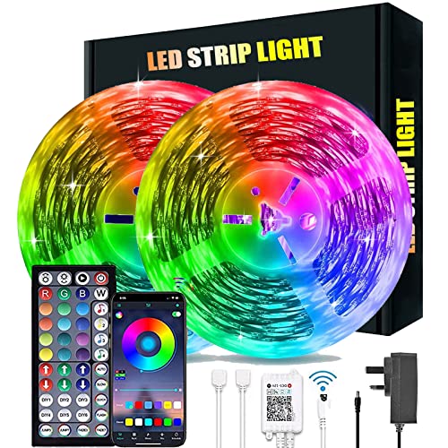 LED Strip Lights with Remote, LATKRUU 20M LED Lights Bluetooth RGB Lights LED Tape Lights with 44-Keys Remote Music Sync Colour Changing Led Mood Strip Light for Bedroom, Room, Christmas Decoration…