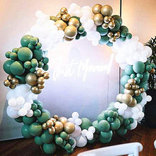 Load image into Gallery viewer, Sage Green White Gold Balloons Garland Kit Sage Green 130Pcs Metallic Latex Gold Balloon Kit for Jungle Baby Boy Shower Birthday Holiday Party Decoration
