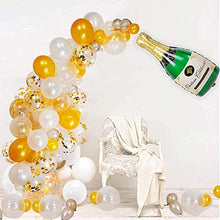 Load image into Gallery viewer, GuassLee 97Pcs Champagne Balloon Arch Garland Kit - 40 Inch Giant Champagne Balloons and Gold Confetti balloons Clear Silver Balloons for New Year Party Wedding Birthday Graduation
