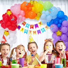 Load image into Gallery viewer, Rainbow Balloon Arch Garland Kit Party Decorations 147PCs Blue Pink Green Orange Red Star Foil Balloons Butterfly for Girls Boys Birthday Baby Shower Decoration Wedding Anniversary Party Supplies
