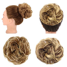 Load image into Gallery viewer, 2-piece bun wig/headband/ponytail extension/wavy curly messy bun extension/donut hair/bun wig/dark brown/medium brown/blonde. (blond)
