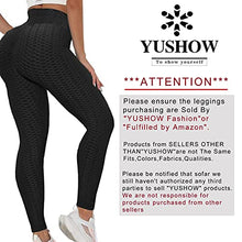 Load image into Gallery viewer, YUSHOW Womens Honeycomb Leggings Butt Lift Yoga Pants Anti Cellulite Waffle Leggings High Waist Workout Running Tights Bubble Textured Scrunch/Ruched Booty Trousers Black
