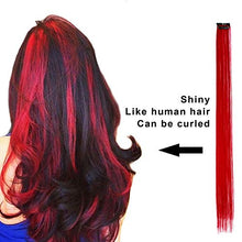 Load image into Gallery viewer, 15Pcs Color Straight Hair Extensions Clip in 20 Inch Red Synthetic Clip in Hair Extensions Party Highlights Synthetic Clip in Long Hairpiece for Women Girls Kids Gift Red
